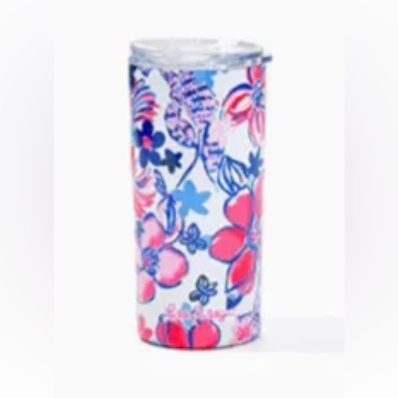 NWT/NIB Lilly Pulitzer printed slim tumbler resort white party like a lobstar - Picture 2 of 5